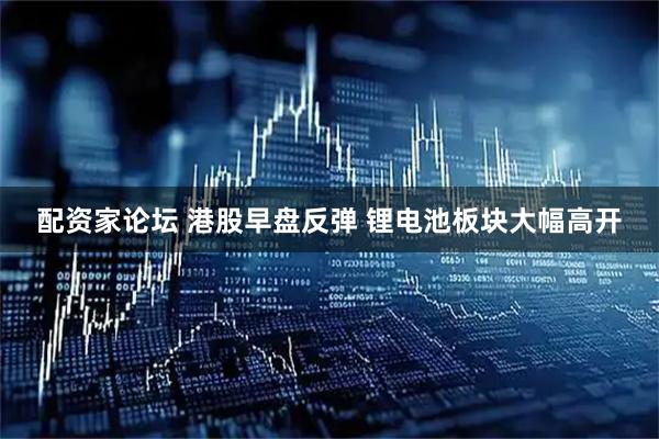 配资家论坛 港股早盘反弹 锂电池板块大幅高开